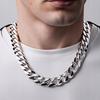 THICK Silver Men' Chain 13mm Cubic Zirconia Silver 925 + FREE