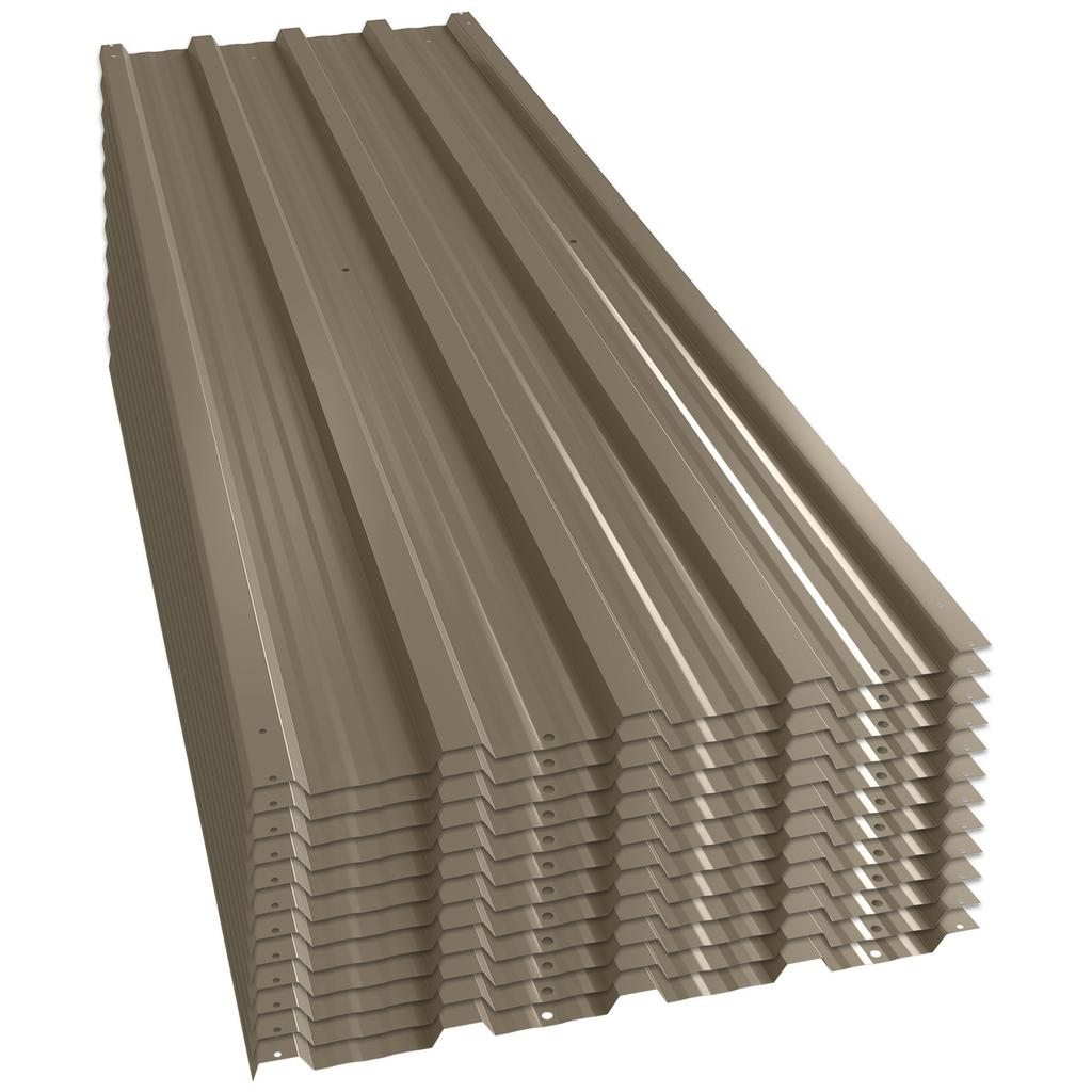 Galvanized Steel Panels, Set of 12, 129 x 45 cm, Brown