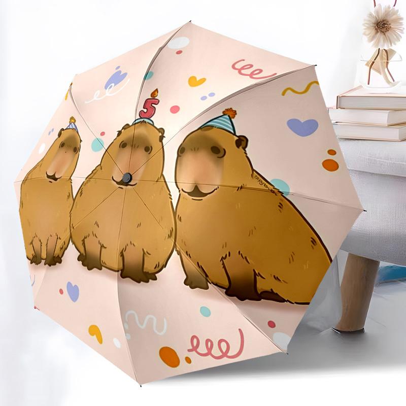 1pc Party Capybara Automatic Umbrella Portable Home Essential Umbrella, Iron Umbrella Structure Suitable for All Seasons Yy251123185