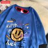 Summer Cotton Women TShirts Fun Graffiti Cute Smiling Face Prints Tees Breathable Loose ONeck Casual Street Female Clothes