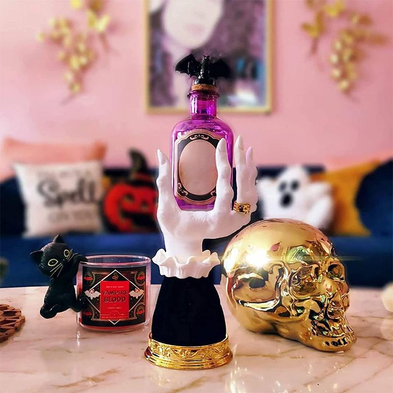 Halloween Decoration Witch Hand Candle Holder Resin Desktop Candlestick Gothic Home Ornaments Horror Art Halloween Props Gift