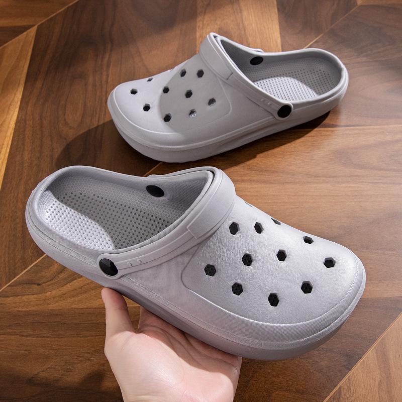 Unisex Summer Lightweight Non-slip Beach Sandals, Two-Wear Closed-Toe, Breathable Dual-Color Slippers