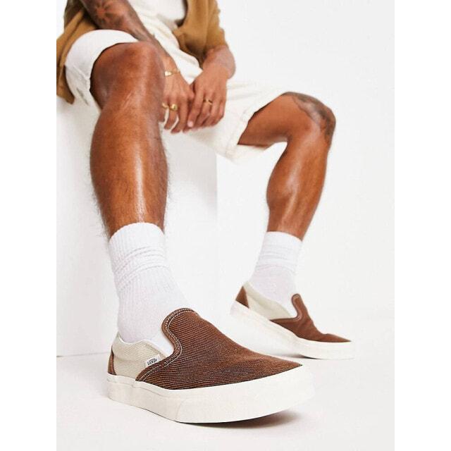 

Кроссовки без шнуровки Vans Classic коричневого и кремового цвета