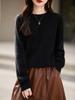 Women's Seamless Cashmere Wool Blend Crew Neck Sweater - Brushed Knit One-Piece Base Layer for Fall/Winter