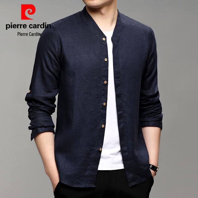 Camicia da uomo Pierre Cardin 100% Lino con Collo alla Coreana