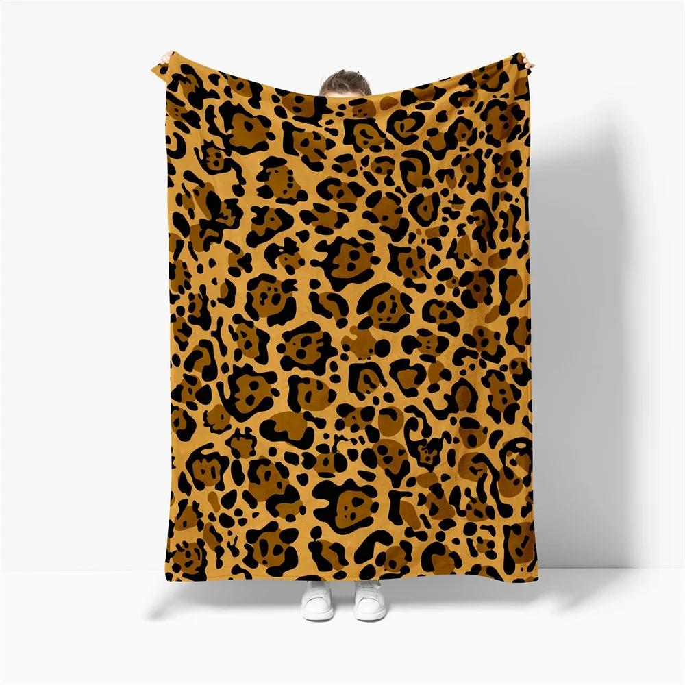 Leopard PrintSoft Plush Blanket, Flannel Blanket Throw Blanket for Living Room Bedroom Sofa Cover 75x90cm
