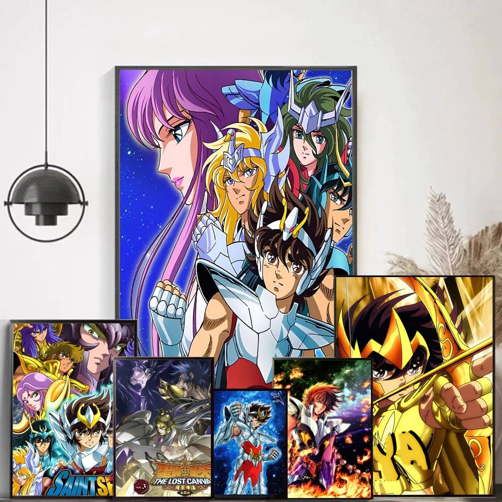 Anime S-Saint Seiya Poster Waterproof Wall Art Sticker For Bar Living Room Vintage Room Decor High Quality Print Gift