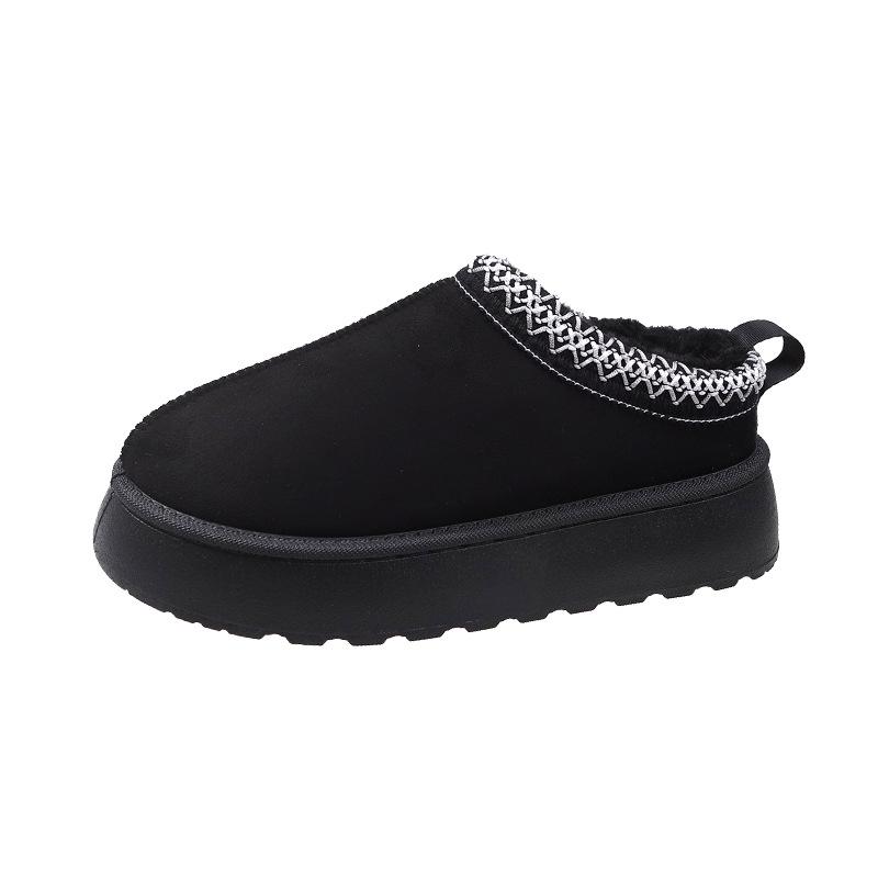 Women's Size 43 Plus Velvet Fur Warm Snow Boots - Thick Sole, Backless, Cotton Slippers