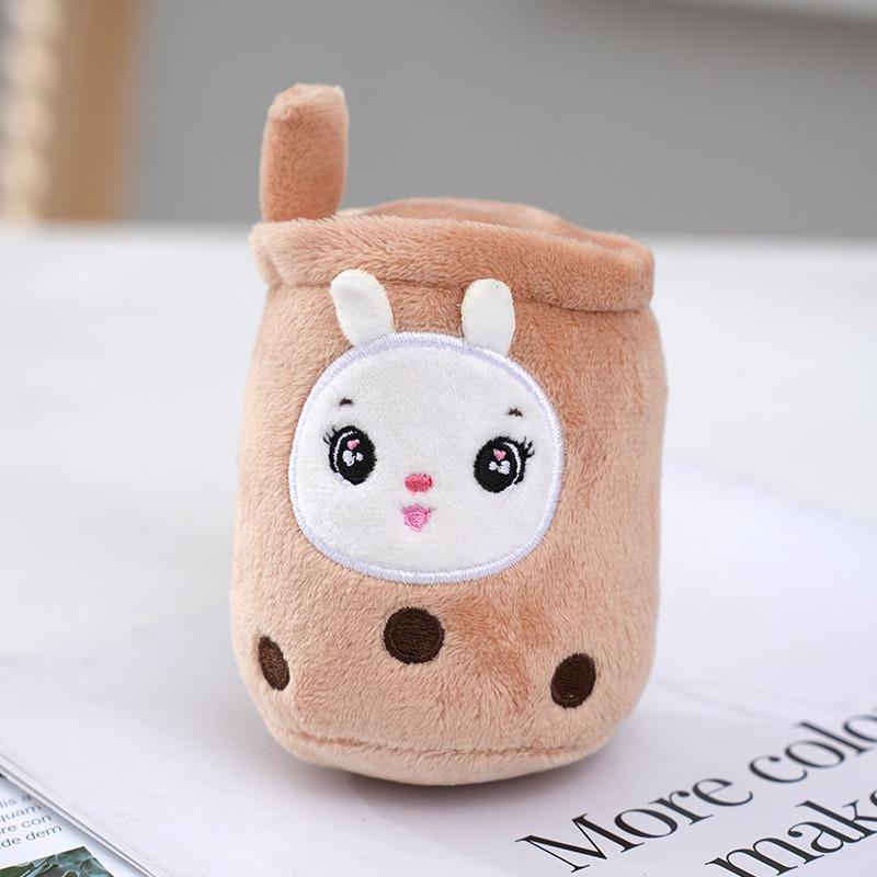 Adorable Plush Bunny Milk Tea Cup Doll Girls Gift Keychain Accessory Cute Toy коричневый