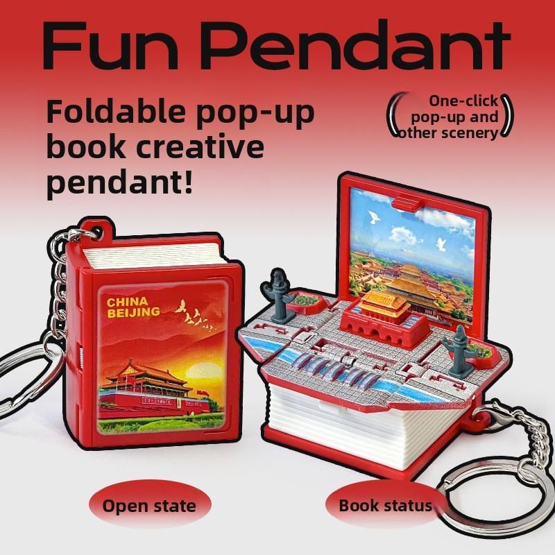 3d Pop Up Puzzle Book Keychain With Fortress Scene For Stress Relief And Creative Gift
