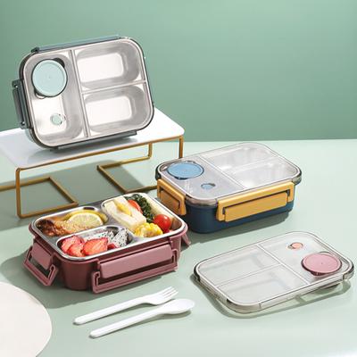 850ml Lunch Box Stainless Steel Bento Box for Adults Leakproof Stackable Lunch Container with Divided Compartments Easy To Carry Meal Prep Container