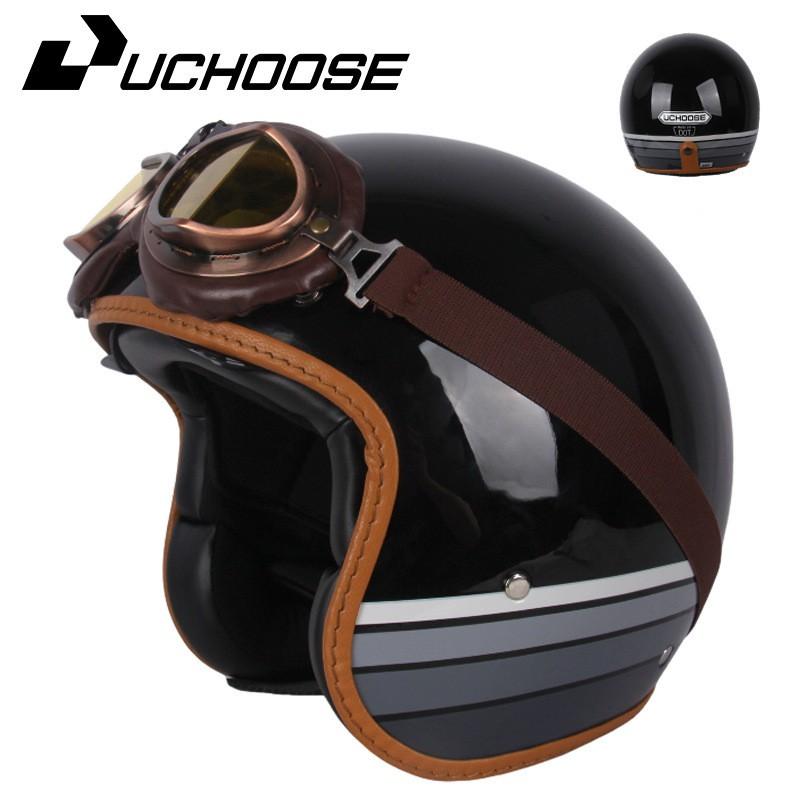 Vintage-Style Half Helmet Adults Unisex Motorcycle Scooter Riding DOT Certified ABS Safety
