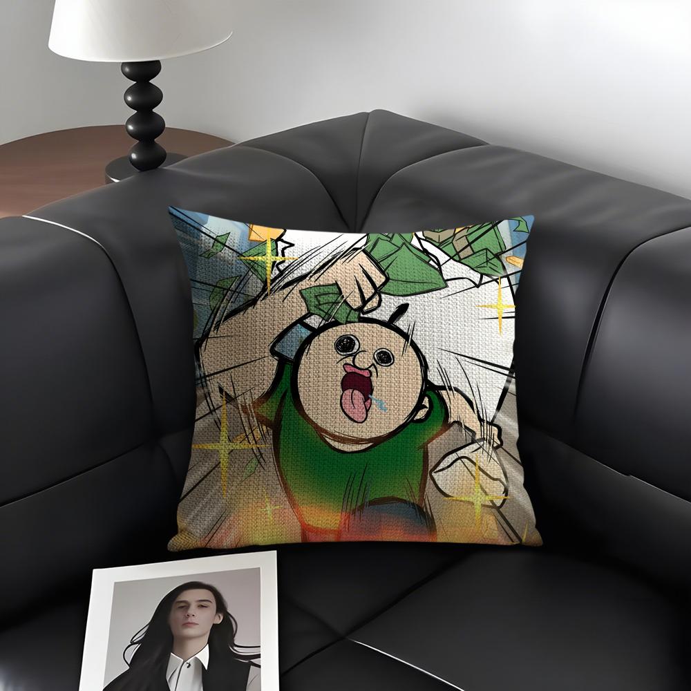 Funny Bbangbbangs Diary Cushion Cover Natural Linen Organic Fabric DoubleSided Printing Sofa Home Decor Gift Pillow Case