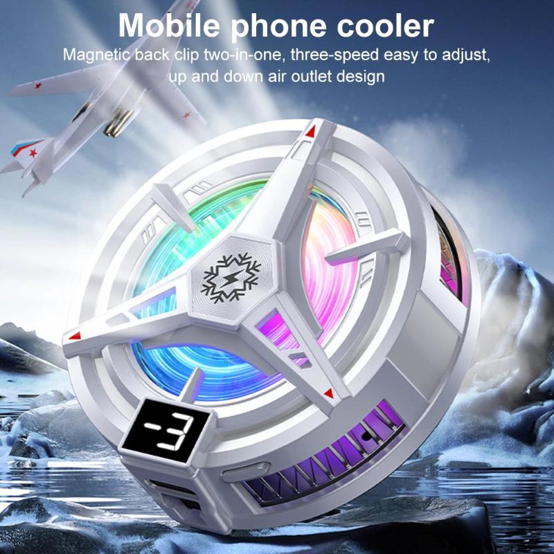 Semiconductor Phone Cooler 5V3A Powerful Cooling Magnetic & Clip 2-In-1 Digital Display For Gaming Live Broadcast