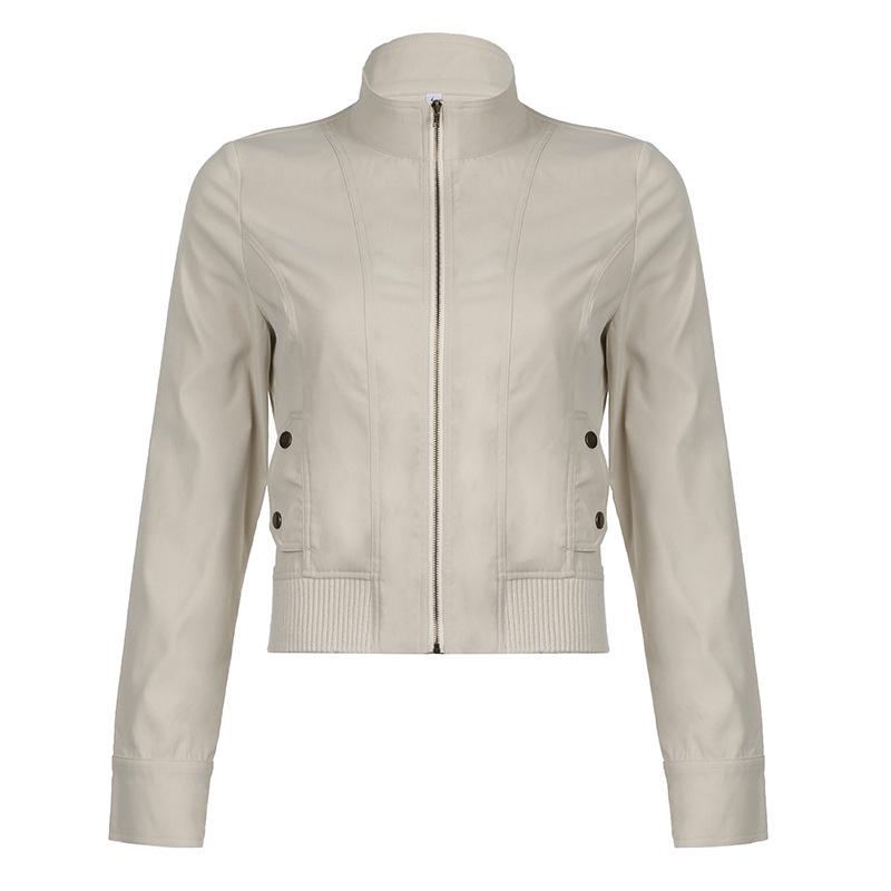 

Женская европейская и американская рабочая куртка на молнии - Острая, универсальная, приталенная, повседневная короткая верхняя одежда Medium