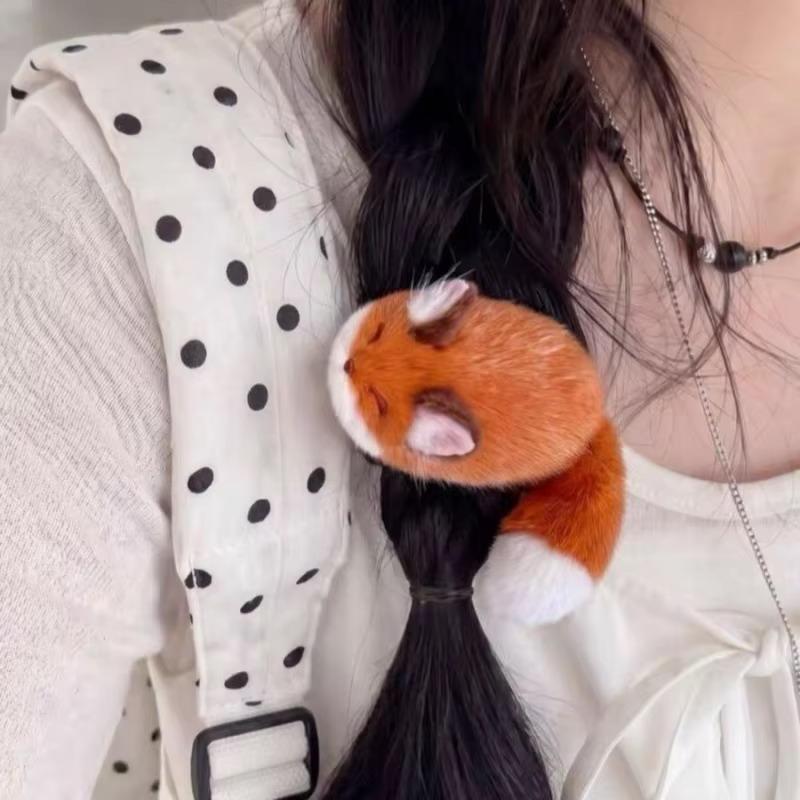 Kawaii Fluffy Plush Fox Barrettes Cute 3D Fox Bangs Clips Women Cartoon Animal Side Hair Accessories