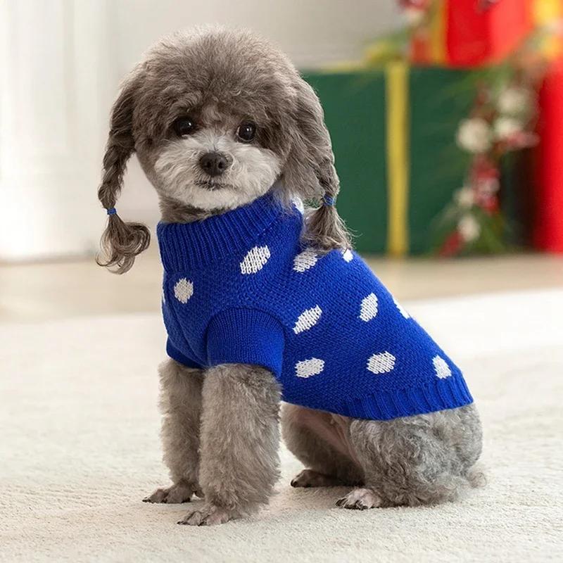 

Winter Knit Sweater for Small Medium Dogs Cats Puppy Cute Soft Warm Coat Chihuahua Yorkie Pet Costume S синий