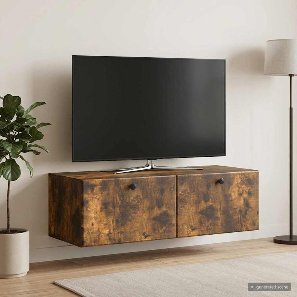 Wall Mounted TV Cabinet 98 x 41 x 30 cm Smoked Oak