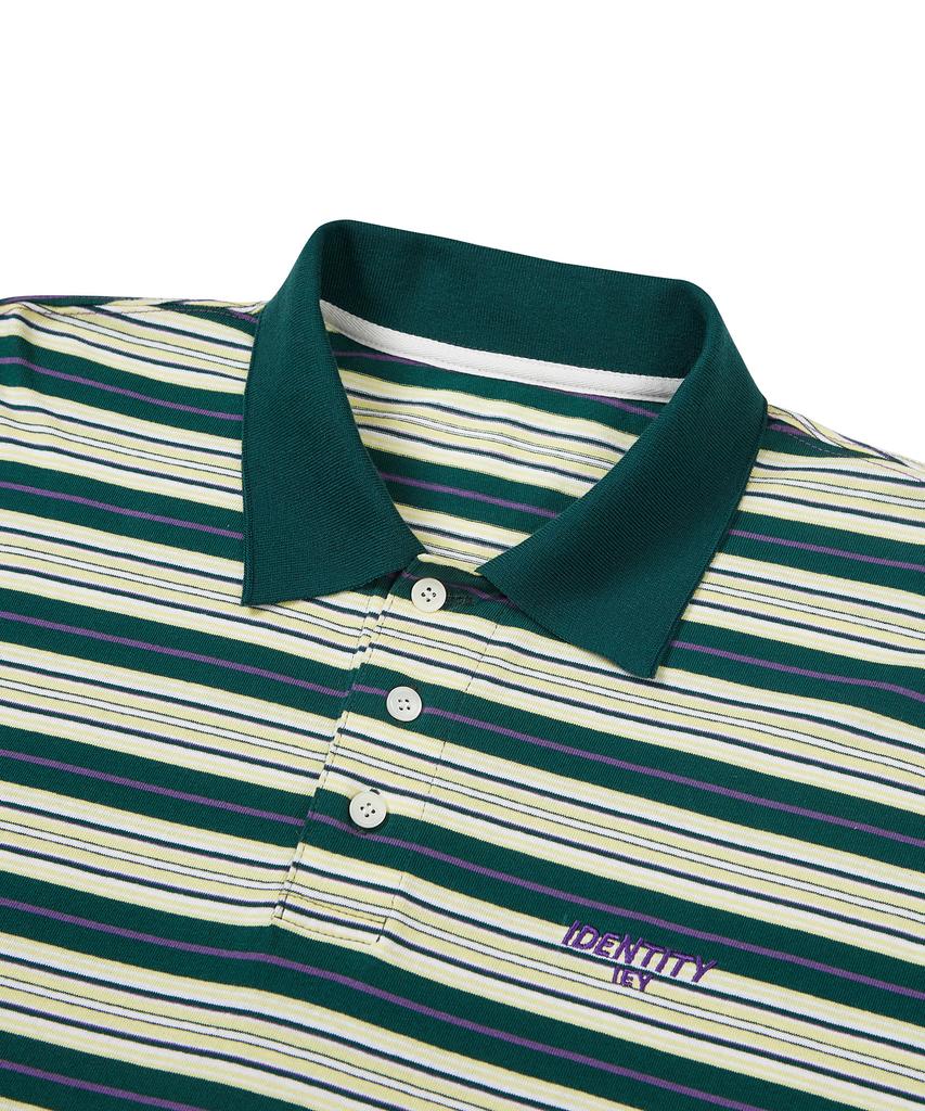 IEY Kid Stripe Collar T-Shirt Green