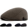Twill Grid Beret Men Winter Plus Velvet Warm Newsboy Hat Fashion Vintage Casual Flat Cap Autumn Retro Men's Berets Adjustable