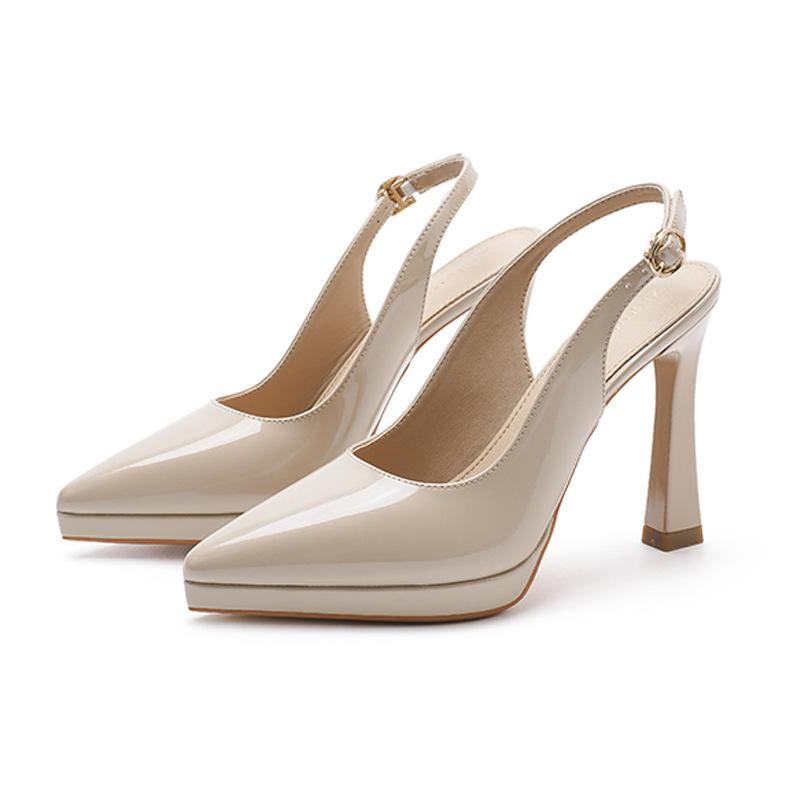 

125-C Baotou back empty sandals women s summer new pointed thin heels high heels waterproof table not tired feet single shoes 40