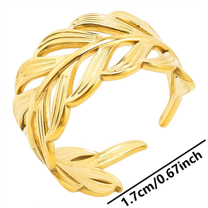 Bague 18k Gold Plated Open Adjustable Stainless Steel Rings For Women Men Accessories Cross Shell Plant Leaf Ring Finger Jewelry