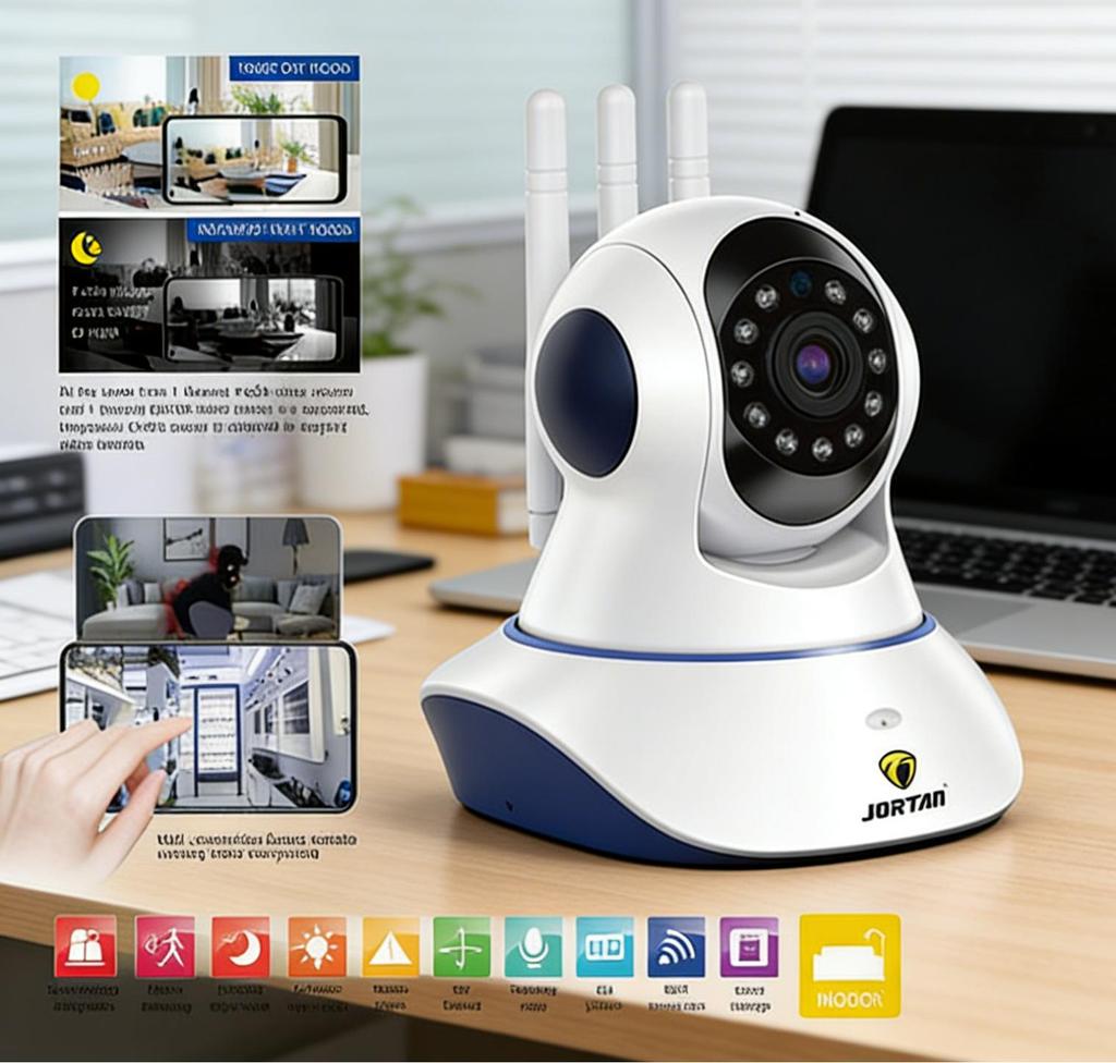 Telecamera di sicurezza da pavimento, sensore CMOS da 2 megapixel, visione notturna a infrarossi, connettività Wi-Fi e controllo PTZ