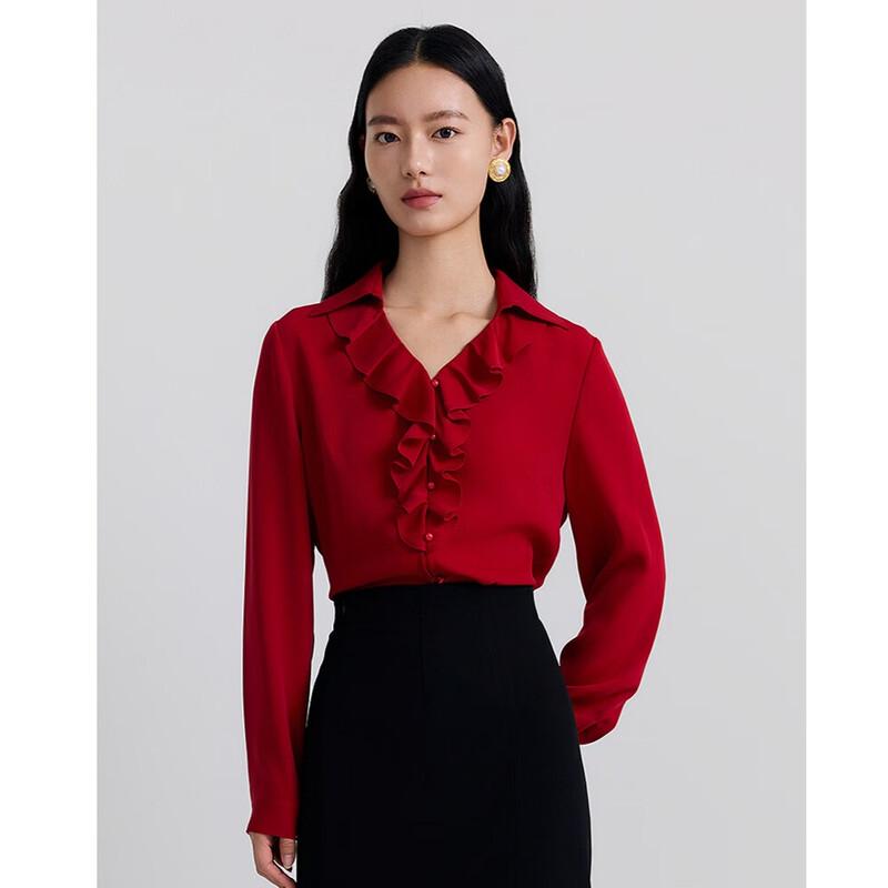 Women s Fashion Ruffle Long Sleeve Blouse XL