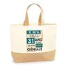 Tote Bag - PLANETEE - 31 Years Awesome - Natural Jute - Strong Handles - Made In France
