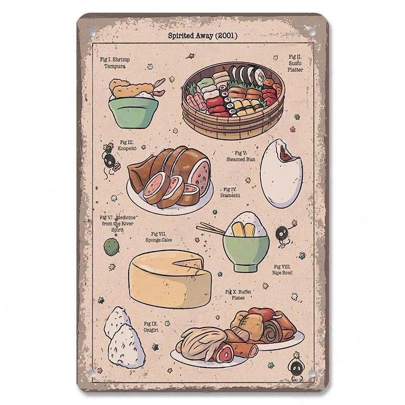 Metal Tin Signs Japanese Foods Vintage Posters Decor Plaque Ramen Beer Metal Plates Wall Decor for Bar Kitchen Restaurant