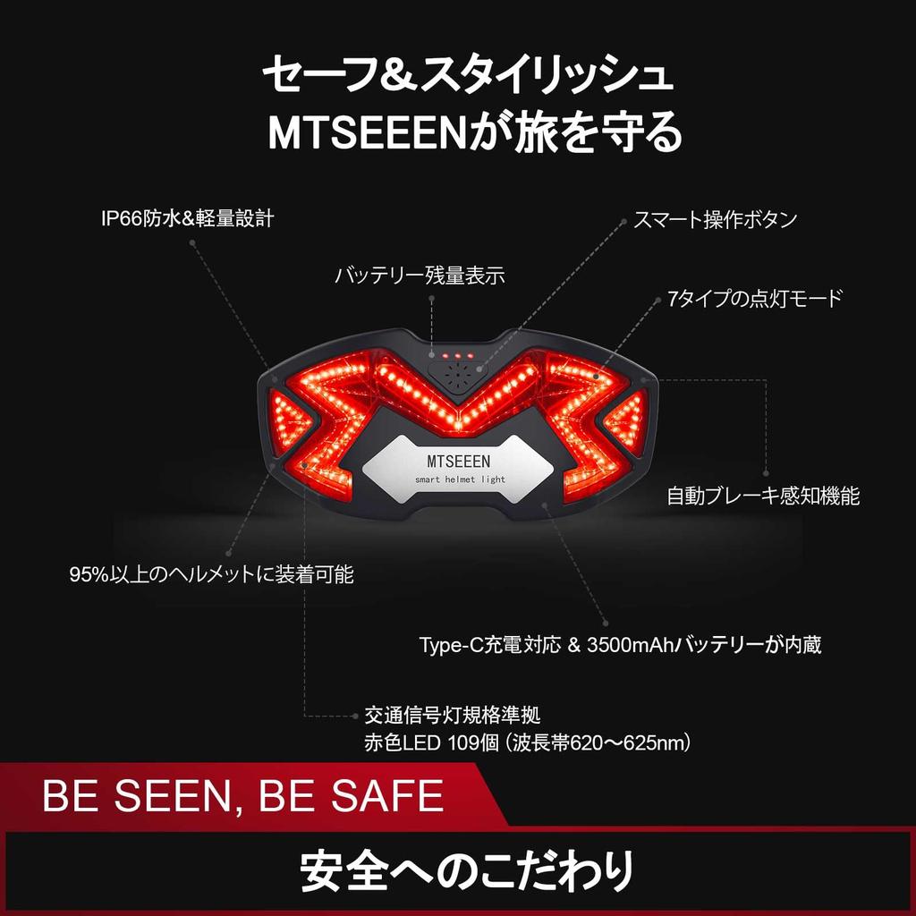 Helmet Brake Light for Motorcycles, Helmet Light, Equipped with 109 Ultra Bright LEDs, 3,500