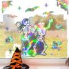 Halloween Skeleton Window Cling Waterproof PVC Holographic Skeleton Static Glass Sticker Home Bedroom Holiday Party Decoration Decal