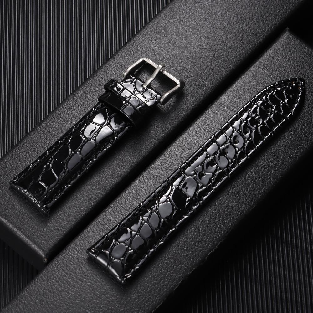 Butterfly Buckle Crocodile Pattern Leather Watch Strap 12/14/16/18/19/20/22mm Watchbands Soft Casual Business Wristwatch Band