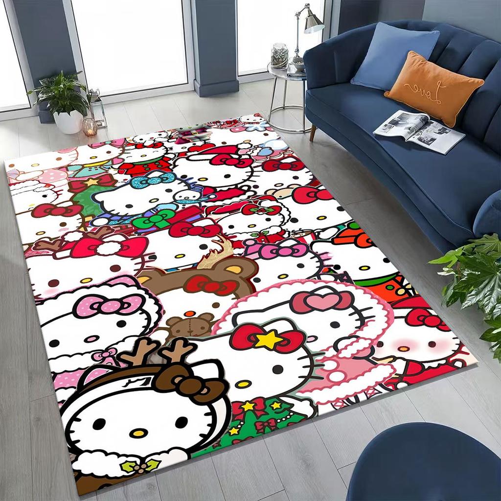 3D Cute Hello Kitty   Cartoon Rug for Bedroom Living Room Sofa Home Doormat Decor, Large Kid Play Non-slip Floor Mat Gift