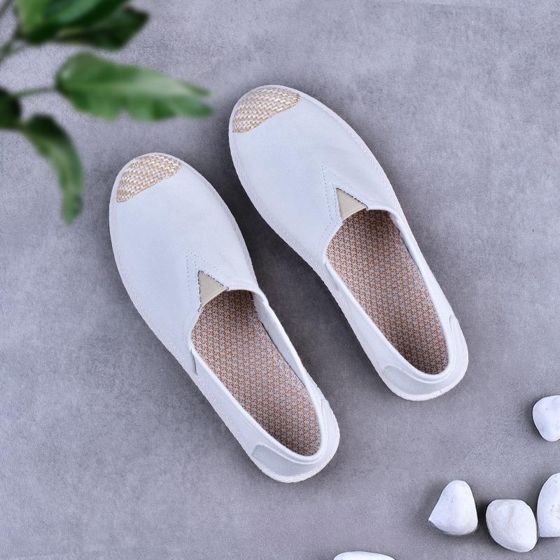 Letnie damskie wygodne wygodne czeskie wsuwane leniwe buty damskie płaskie wsuwane mokasyny z płóciennym paskiem