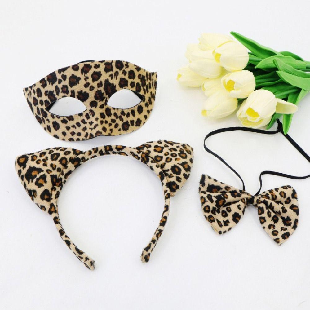3Pcs/Set Creative Catgirl Costume Accessories Sexy Half Face Mask Cat Ear Hair Band Christmas