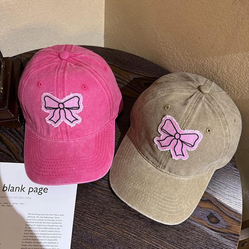 Stylish Bow Cotton Duckbill Cap Sun Protection Baseball Cap With Curved Brim