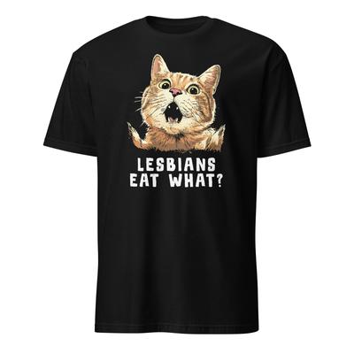 Lesbians Eat What Shirt Cat Gay Pride Month Lesbian T-Shirt Size S-3XL Gift Tee