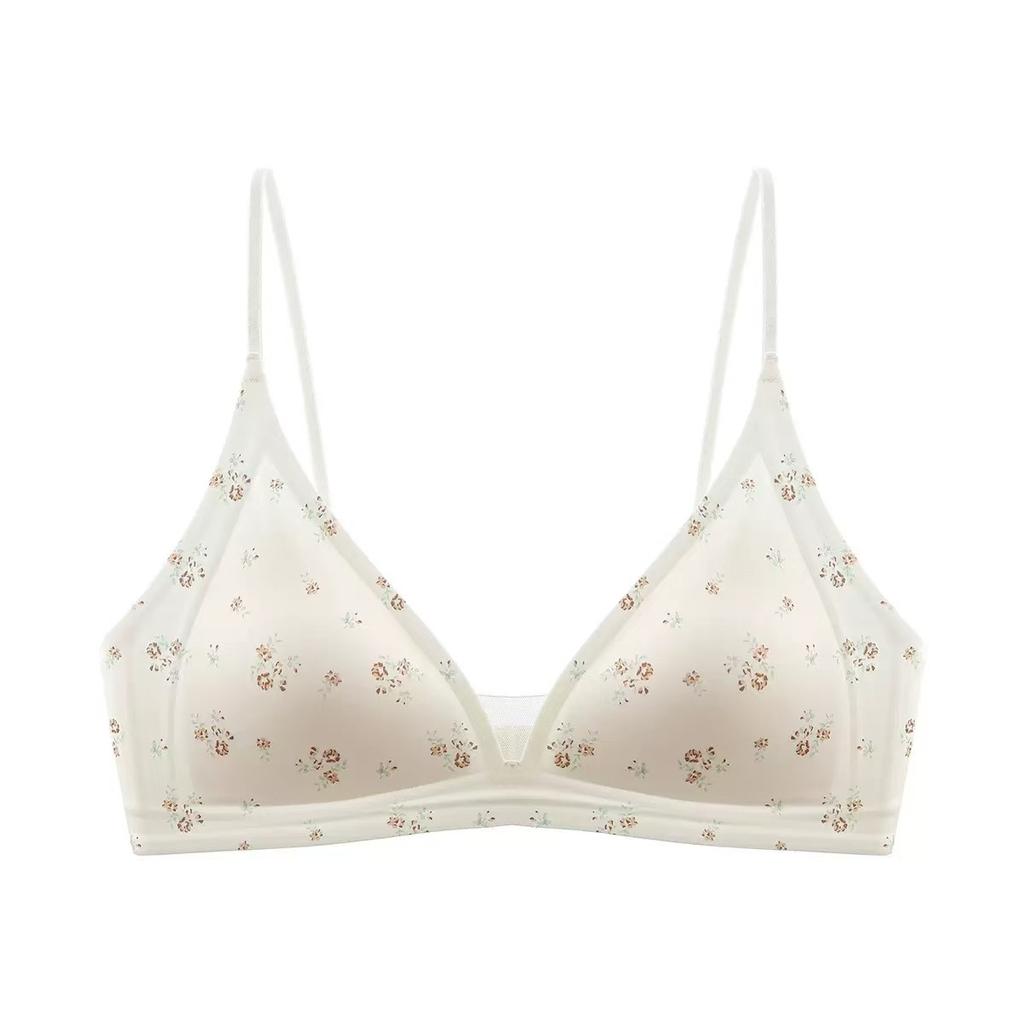 Thin Shoulder Strap Thin Summer French Satin Seamless Deep V Triangle Cup Comfortable Invisible Bra Cover
