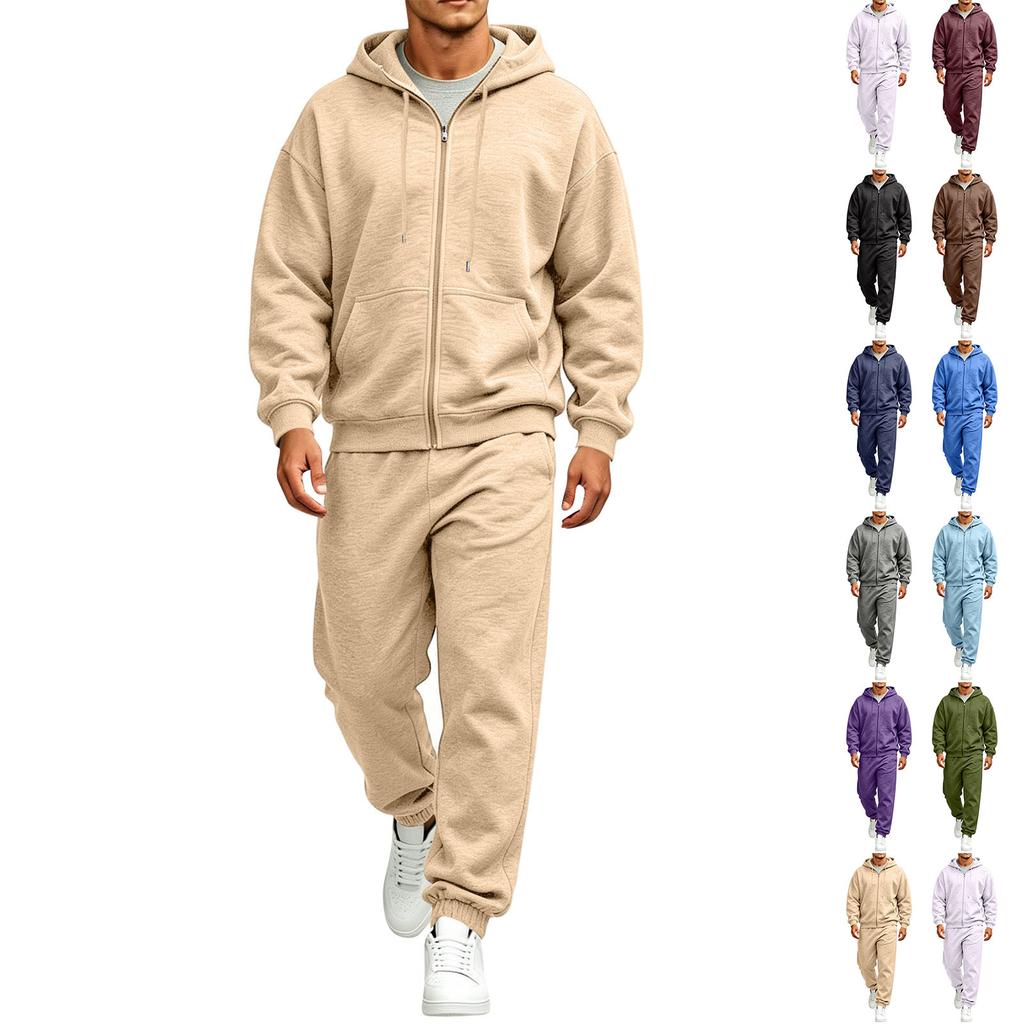 Men's 2-Piece Hoodie Sweatshirt Set Color Casual Sportswear for Everyday Wear