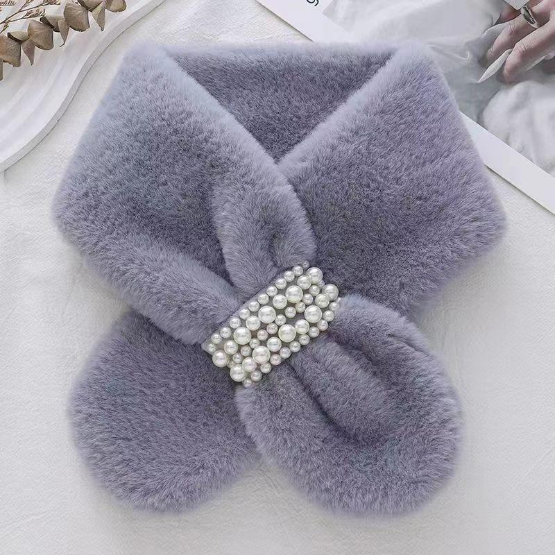 New Autumn and Winter Rabbit Fur Scarf Women's All-match Korean Style Thickened Cute Warm Neck Protection Plush Windproof Scarf
