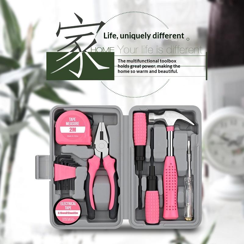 13/24Pcs Diy Tool Kit For Women Mini Home Toolbox Set With Hammer Pliers Wrench Screwdriver Basic Starter Tools