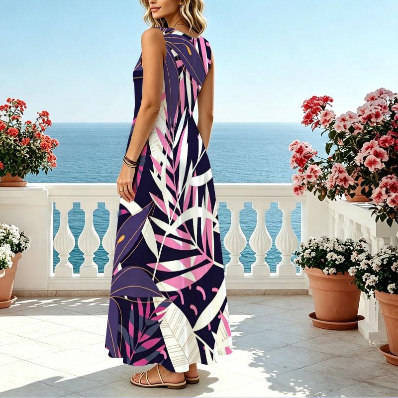 Sleeveless Flowy Maxi Tank Dress Loose Fit Lightweight Casual Wear for Beach Vacation,Picnic,Versatile Summer Outfit