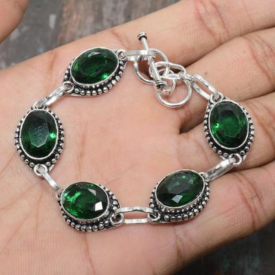 Chroomdiopsied Edelsteen 925 Sterling Zilver Handgemaakt Charmante Armband