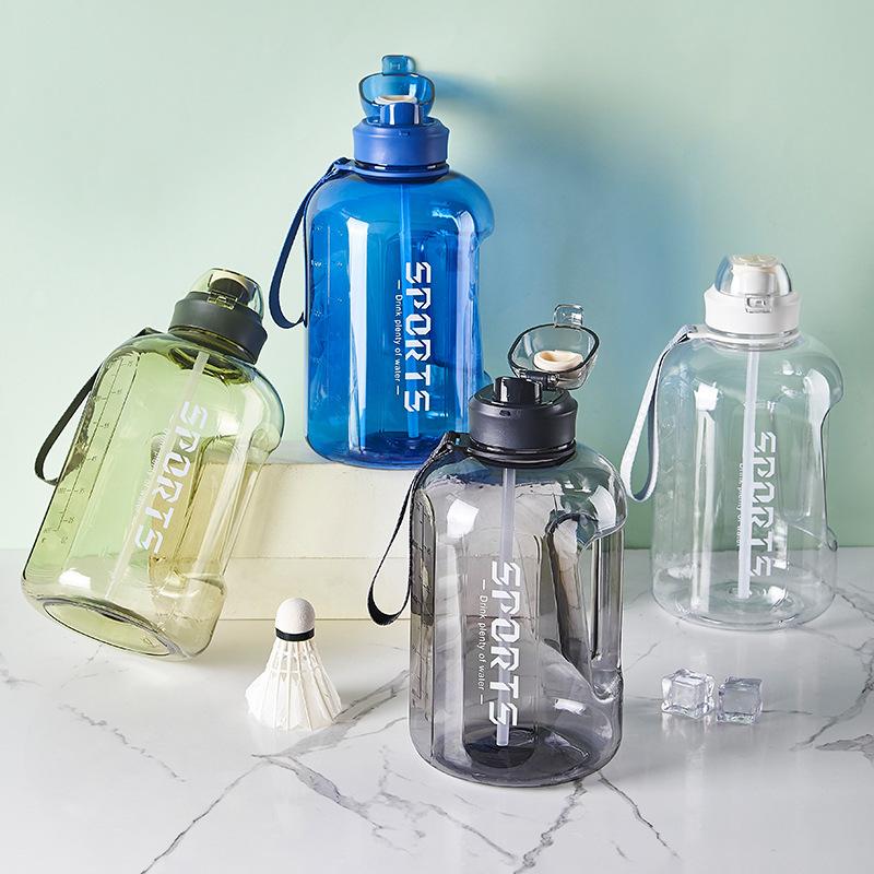 Super Large Capacity Ton Barrels Kettle Good-looking Summer Workout Outdoor Sports Bottle Double Drinking Straw High Temperature Resistance