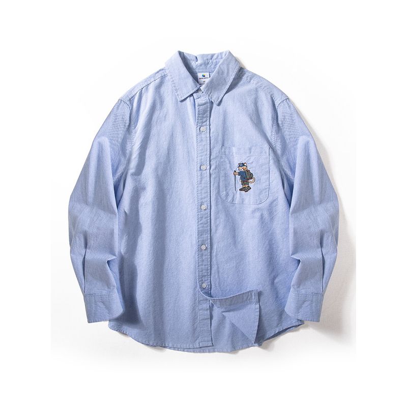 Men's Shirts 2025 Spring and Autumn New Basic Versatile Tops All-Cotton Oxford Fabric Embroidered Casual Long-Sleeve Men's Shirts
