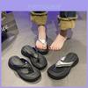 Stylish Black Non-slip Thick Sole Flip Flops For Women Summer Casual Beach Sandals