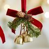 Christmas Jingle Bells Door Hanger Ornament Velvet Bow Pine Cone Bell Pendants for Christmas Decoration 2025 Christmas Gift