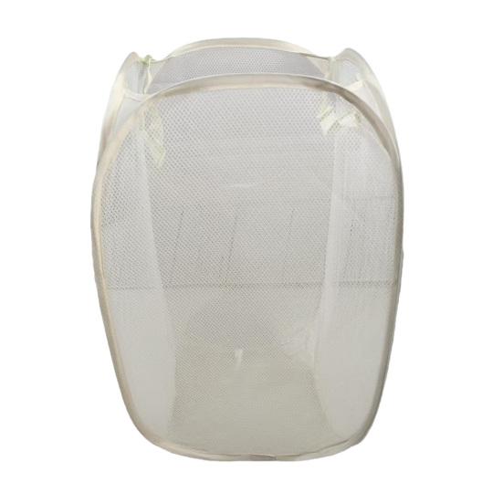 

Dirty Clothes Basket Foldable Breathable Mesh Fabric Laundry Bin Prevents Odor Container for Bathroom Laundry Storage Home Family бежевий