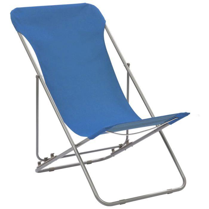 Chaise de plage - vidaXL - Pliable - Acier enduit de poudre - Tissu oxford - Lot de 2